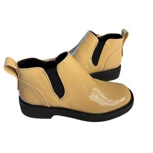 FRANCO SARTO Chelsea Boot Jellisa Side Zip Patent Beige Size 5